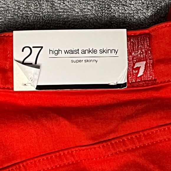 Jen 7 By 7 For All Mankind Jeans Women's Ankle Skinny Pants Size 4 27 NWT Red - Picture 6 of 12